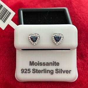 Luxury Moissanite Diamond Royal blue Heart stud screwback Earrings